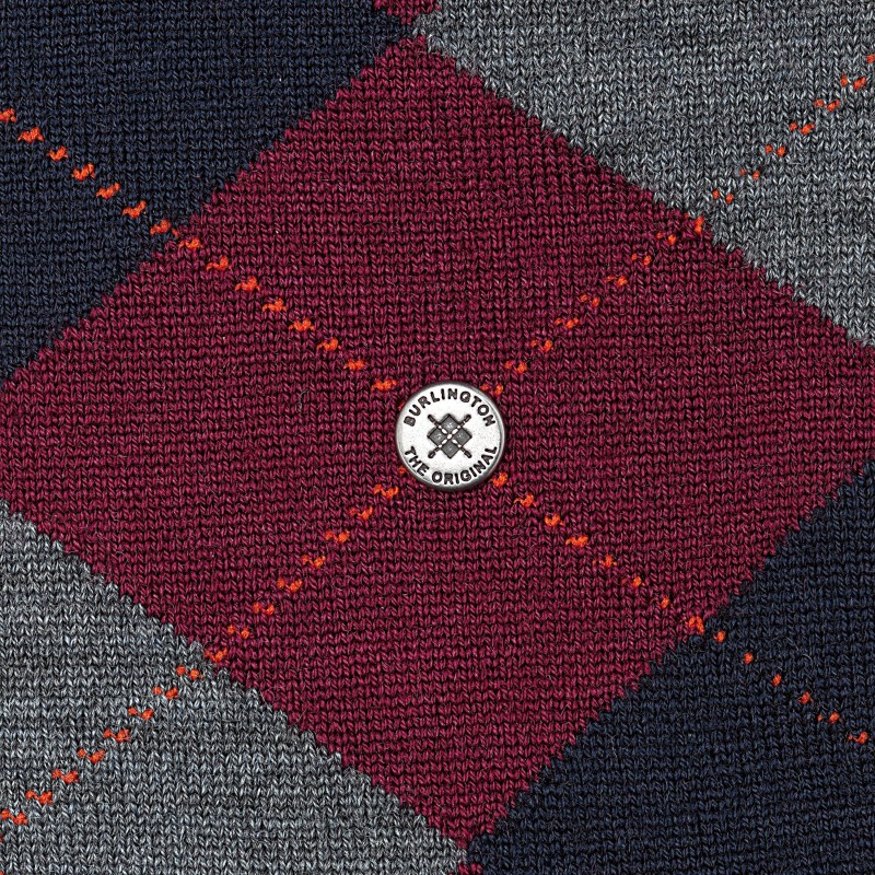 Burlington_Socken_Bordeaux Rot_Argyle-Muster