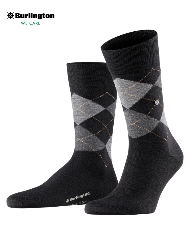 Burlington_Socken_Schwarz_mitArgyle-Muster