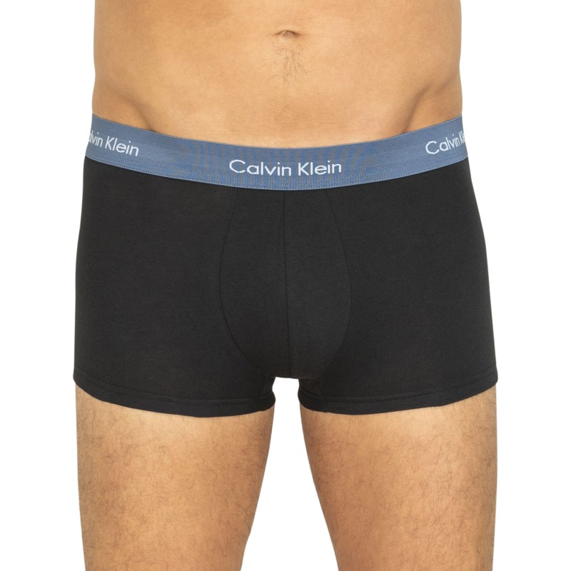 Calvin Klein 3-er Set Low Rise Trunks in Schwarz mit verschiedenfarbigem Webbund