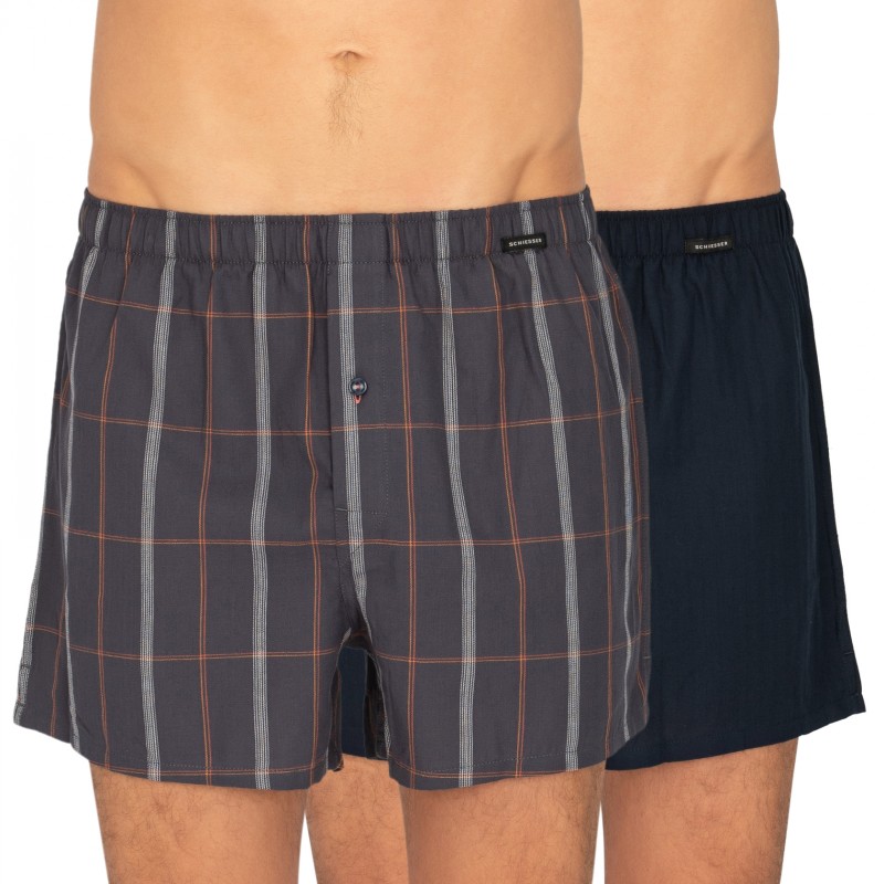 Schiesser_2-erSet_Boxershorts_Blau&Blau_kariert