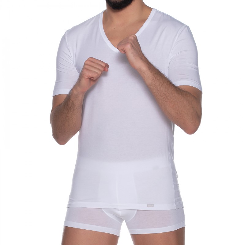 Boxerman_Hanro_T-Shirt_Weiß_mitV-Ausschnitt