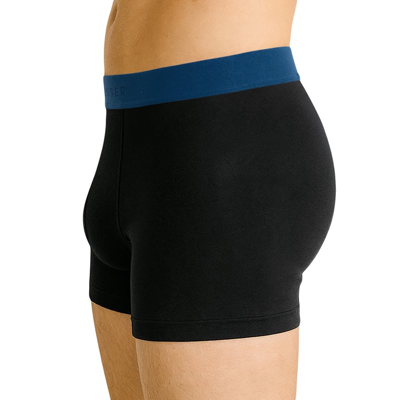 Schiesser_3-erSet_Trunks_Schwarz_mit_verschiedenfarbigem_Webbund