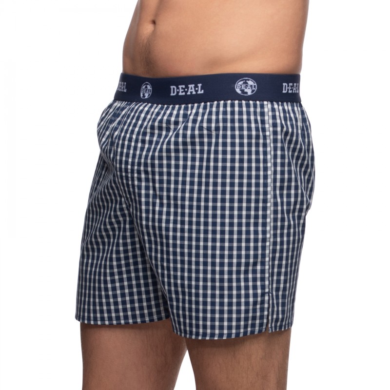 Boxerman_Herrenunterwäsche_D.E.A.LInternational_Boxershorts_Blau_kariert_mit Logobund