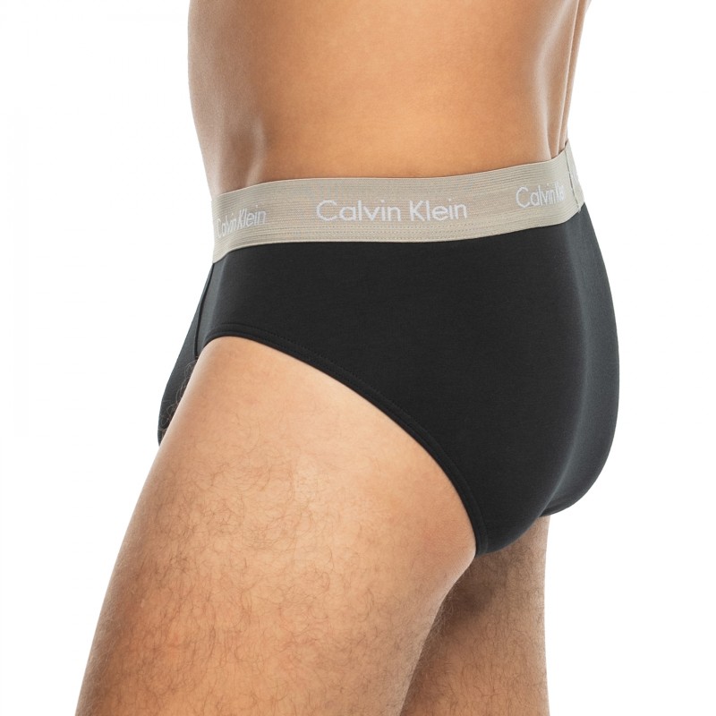 Calvin Klein_3-er Set_Slips_Schwarz_mitverschiedenfarbigemWebbund