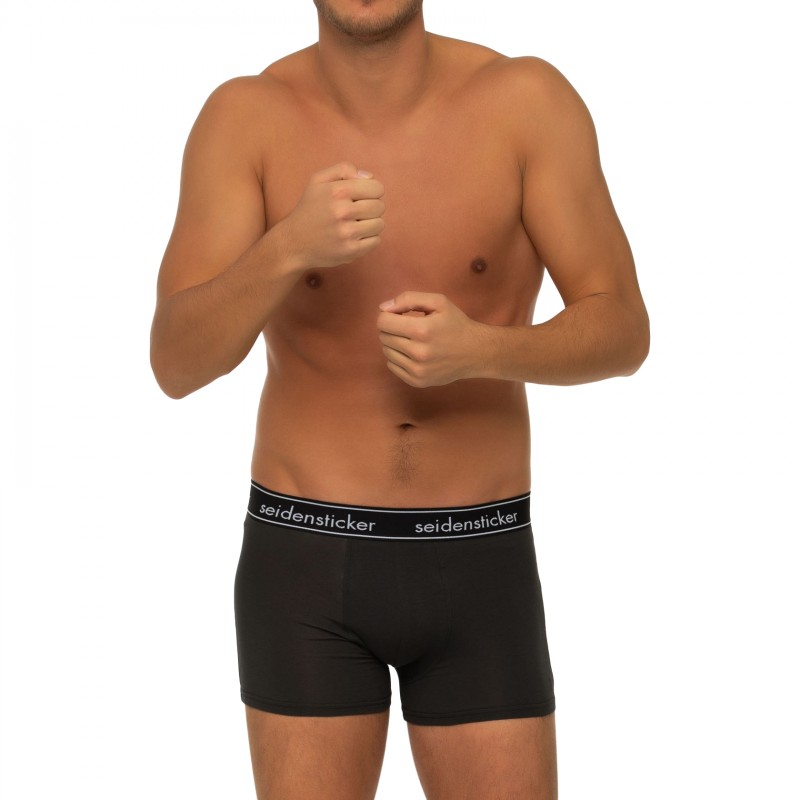 Boxerman_Herrenunterwäsche_Boxershorts_Seidensticker_3-er Set_Trunks_Schwarz