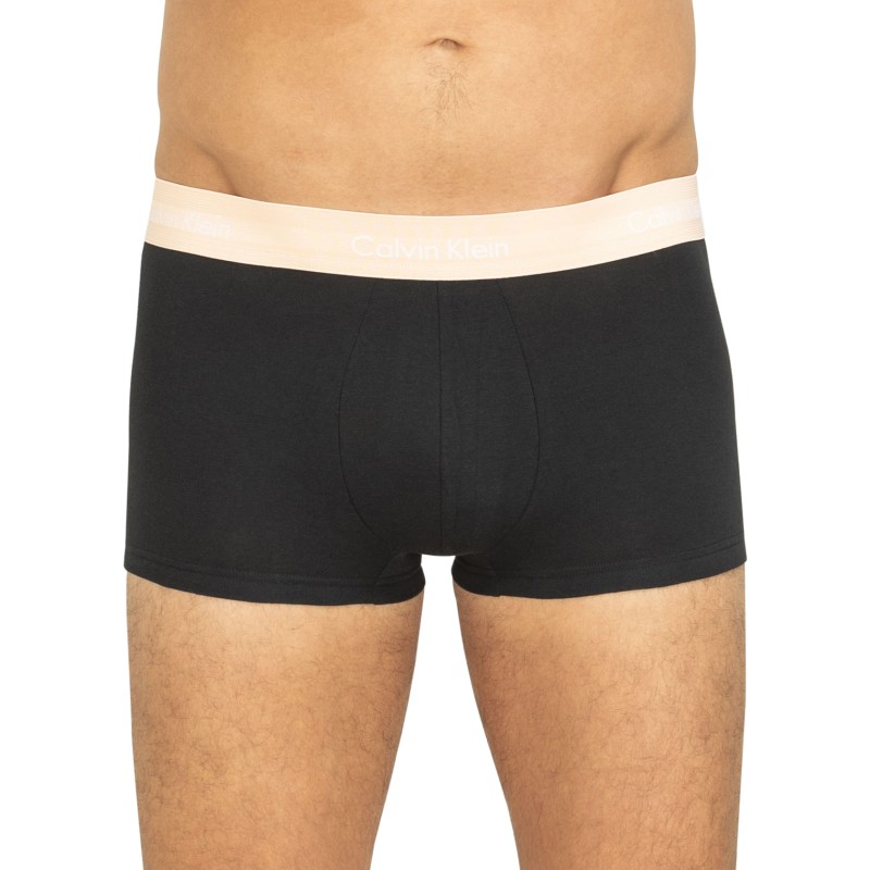 Calvin Klein 3-er Set Low Rise Trunks in Schwarz mit verschiedenfarbigem Webbund