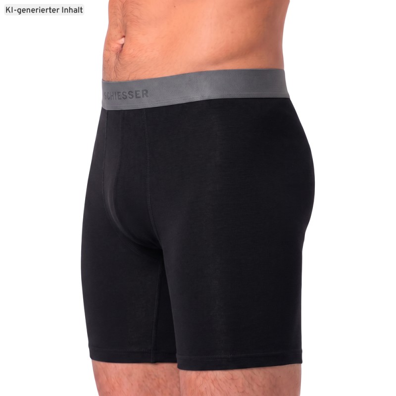 Schiesser_3-er Set_Trunks_Schwarz_mit_verschiedenfarbigem_Webbund