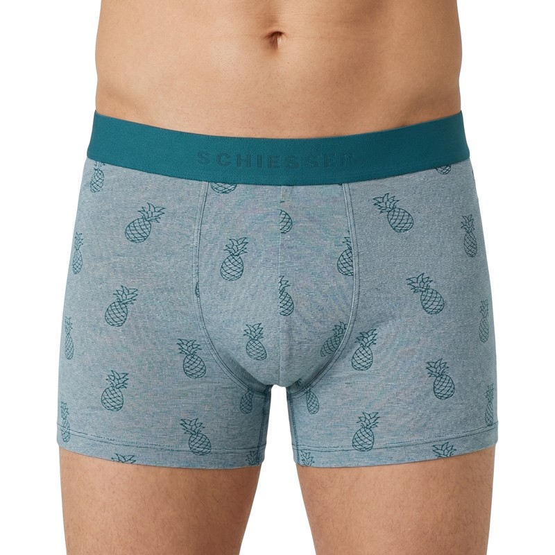 Schiesser_2-er Set_Shorts_Grau_mit_Ananas_Schwarz