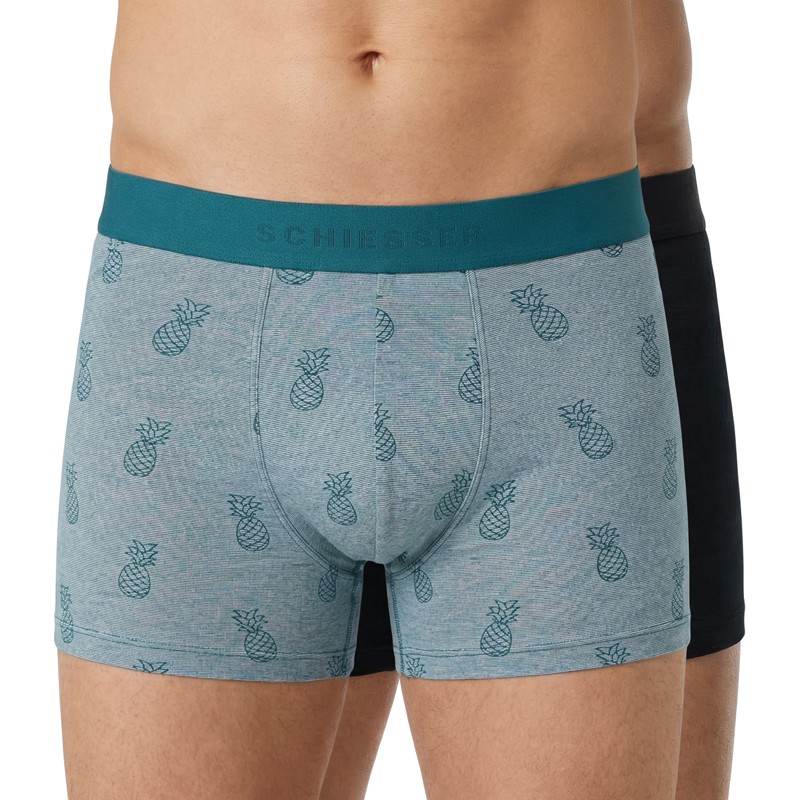 Schiesser_2-er Set_Shorts_Grau_mit_Ananas_Schwarz