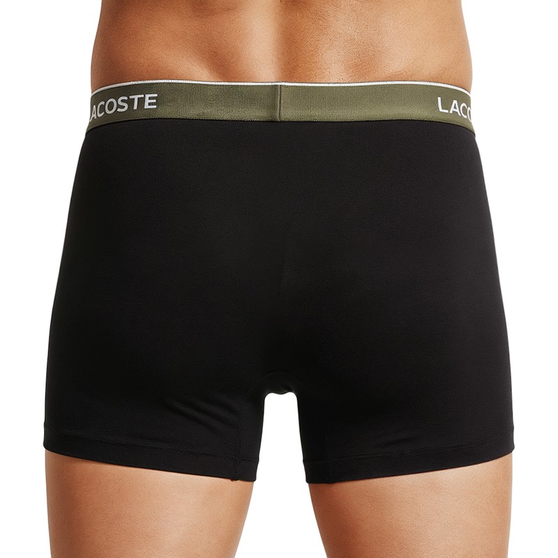 Boxerman_Herrenunterwäsche_Boxershorts_ Lacoste_3-er Set_Trunks_Schwarz_mit_mehrfarbigen_Webbund