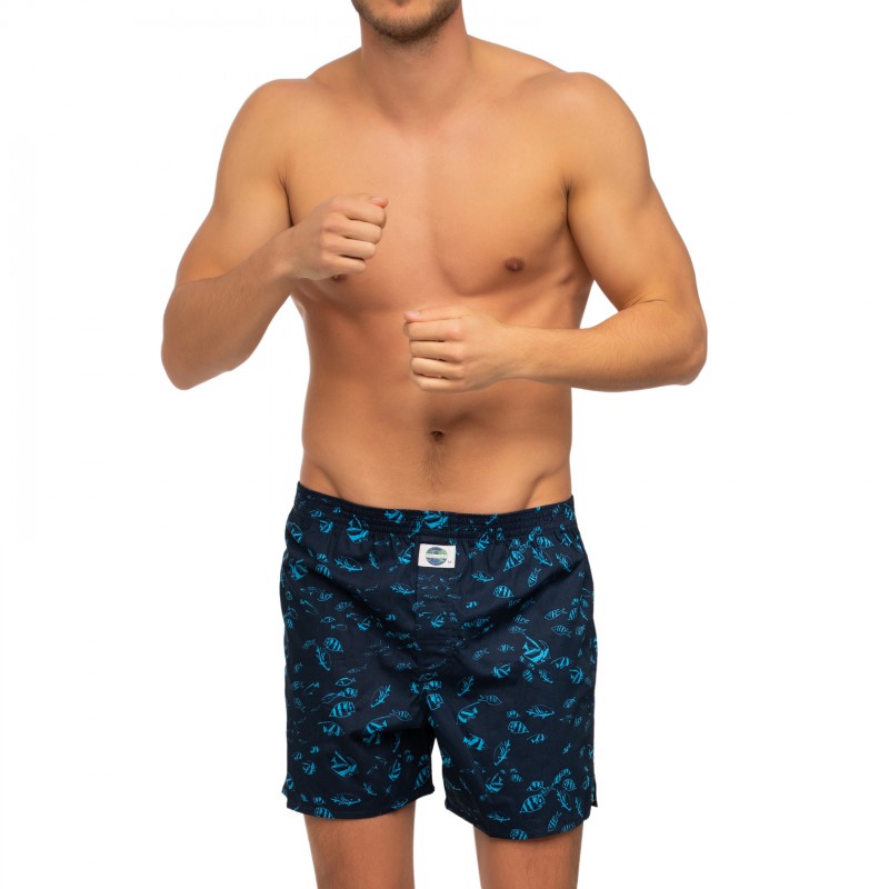 Boxerman_Herrenunterwäsche_D.E.A.LInternational_Boxershorts_Blau Motiv_Fische