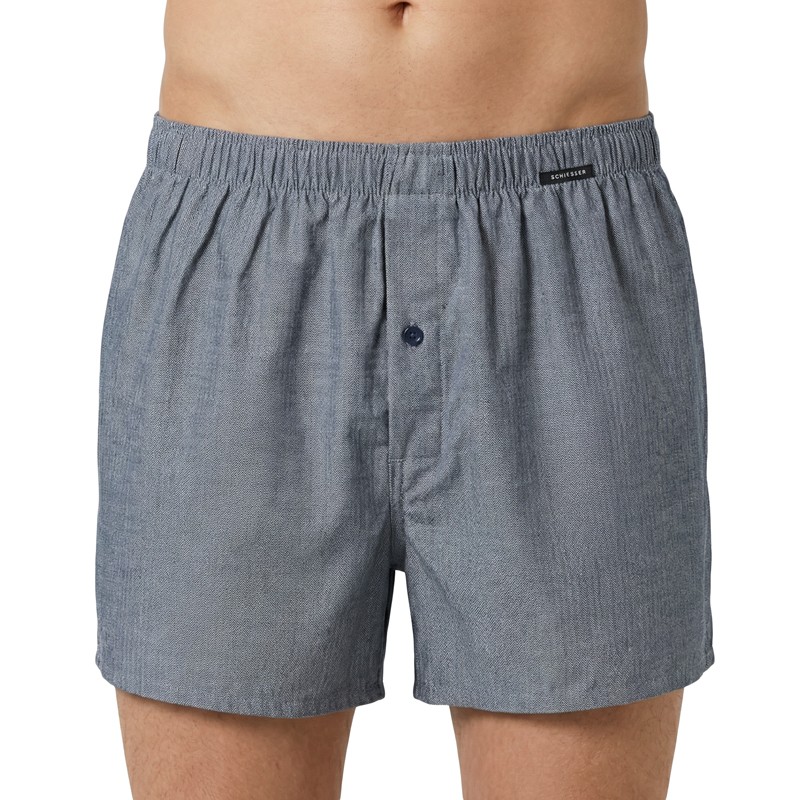 Schiesser_Boxershorts_Blau_kariert_Grau