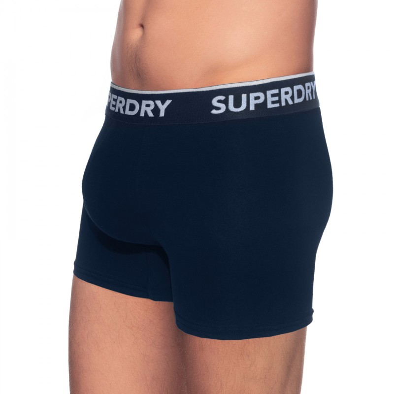 Boxerman_Herrenunterwäsche_Boxershorts_Superdry_2-er Set_Trunks_Blau Grau Schwarz