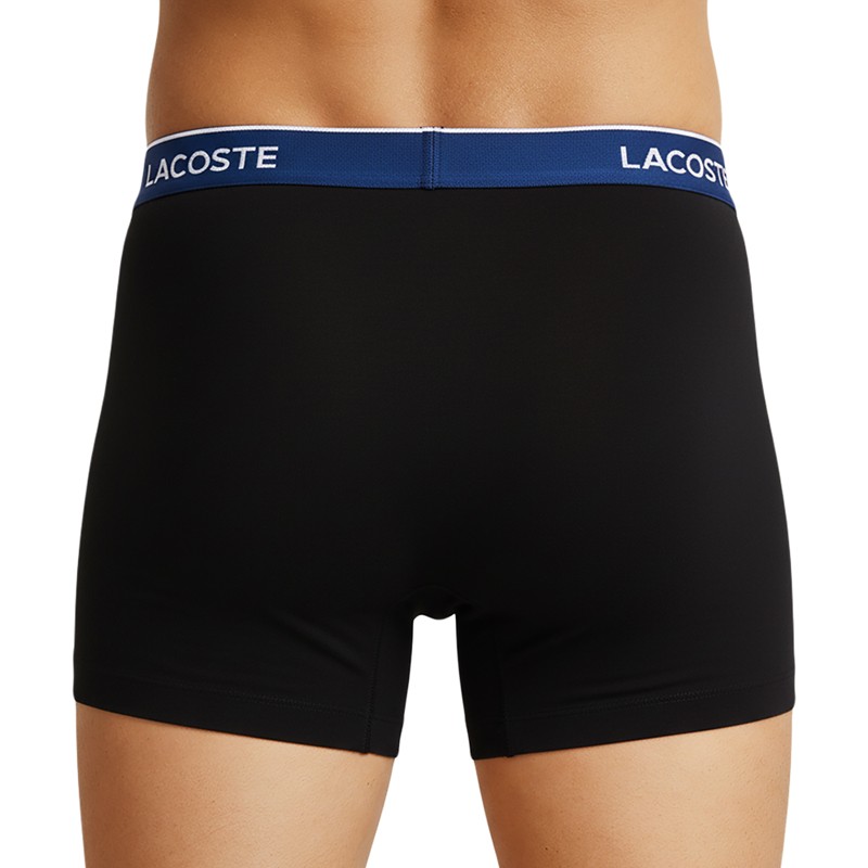 Boxerman_Herrenunterwäsche_Boxershorts_ Lacoste_3-er Set_Trunks_Schwarz_mit_mehrfarbigen_Webbund