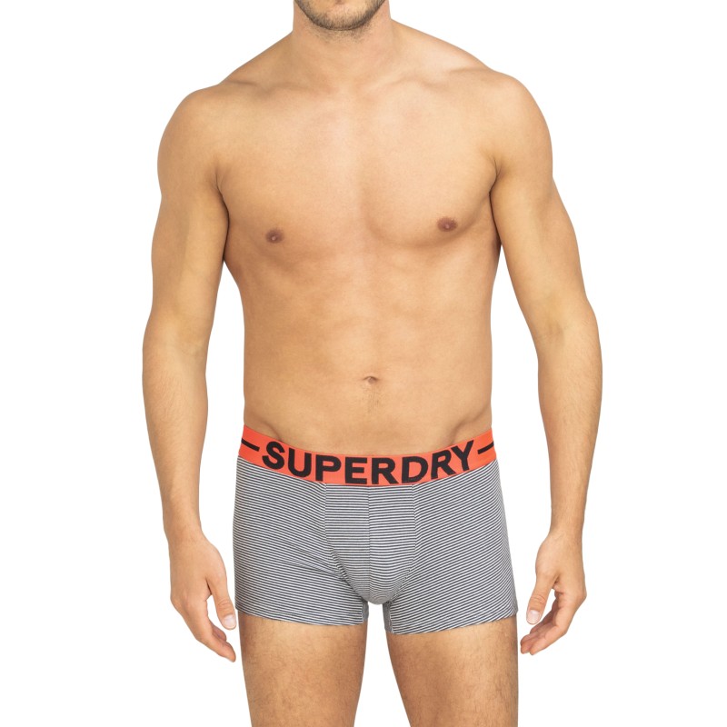 Superdry 3-er Set Trunks Schwarz, Grau & Weiß gestreift