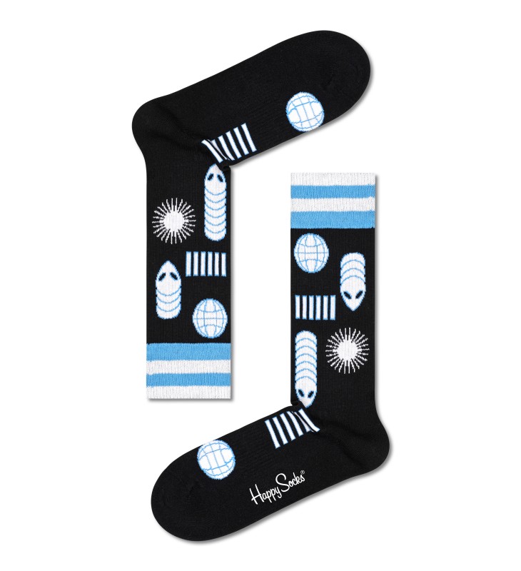 Boxerman_Herrensocken_Happy Socks_Socken_Schwarz mit AlienMotiven