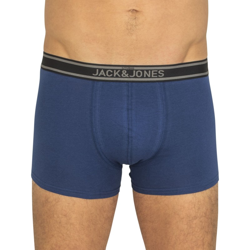Jack & Jones 5-er Set Trunks Schwarz, Grau & Blau mit verschiedenfarbigen Webbund