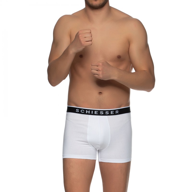 Boxerman_Herrenunterwäsche_Boxershorts_Schiesser_3-er Set_Trunks_Weiß