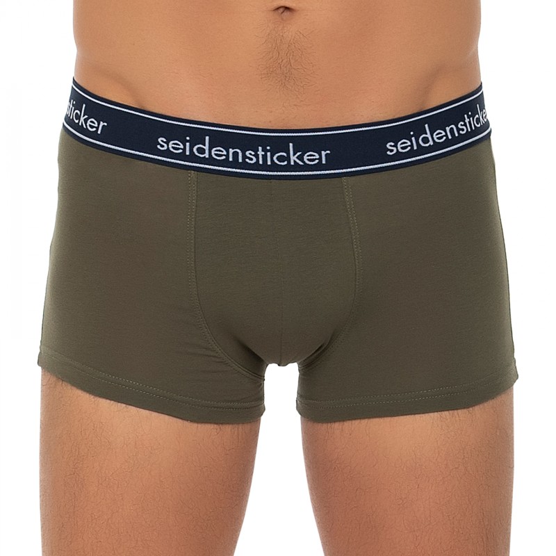 Boxerman_Herrenunterwäsche_Boxershorts_Seidensticker_3-er Set_Trunks_Gestreift Khaki & Gemustert