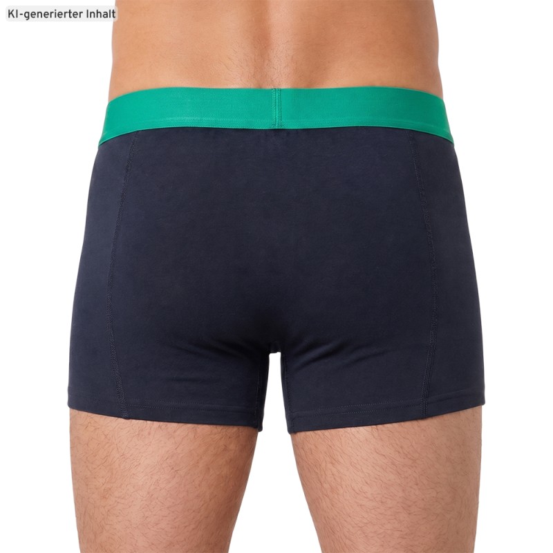 Schiesser_3-er Set_Shorts_Dunkelblau_mit_mehrfarbigen_Webbund