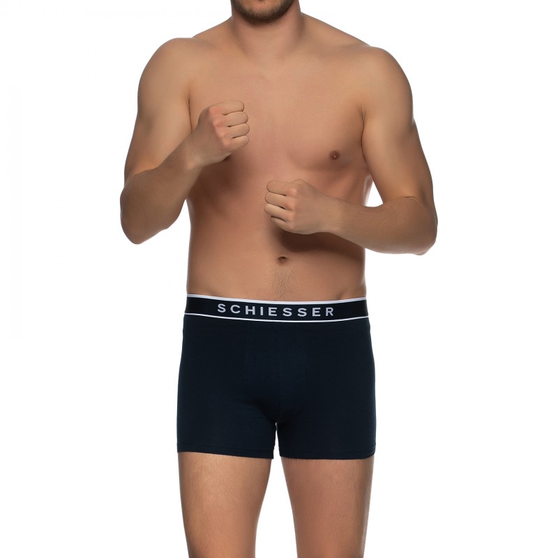 Boxerman_Herrenunterwäsche_Boxershorts_Schiesser_3-er Set_Trunks_Dunkelblau