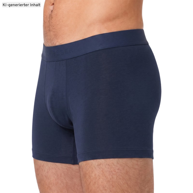 Schiesser_5-er Set_Shorts_Dunkelblau_mit_mehrfarbigen_Webbund