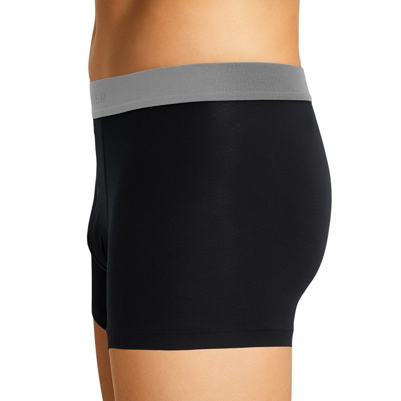 Schiesser_3-erSet_Trunks_Schwarz_mit_verschiedenfarbigem_Webbund