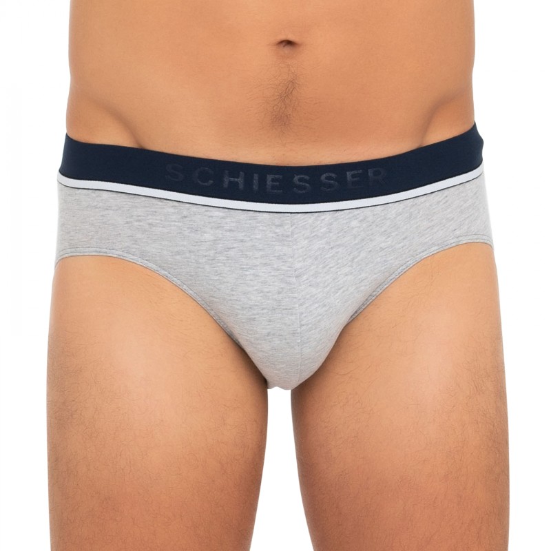 Schiesser_3-er Set_Slips_Grau Dunkelblau & Schwarz