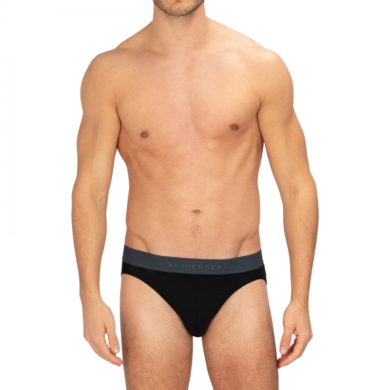 Schiesser_3-erSet_Slips_Schwarz_mitverschiedenfarbigemWebbund