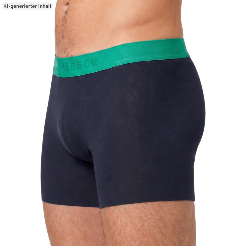 Schiesser_3-er Set_Shorts_Dunkelblau_mit_mehrfarbigen_Webbund