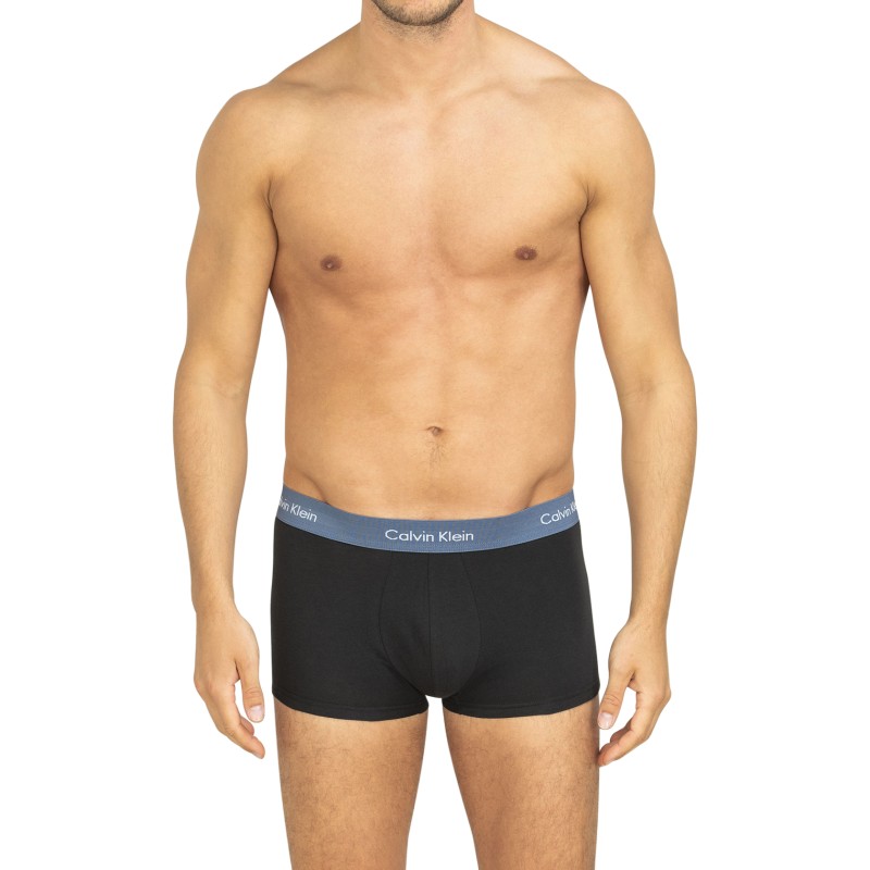 Calvin Klein 3-er Set Low Rise Trunks in Schwarz mit verschiedenfarbigem Webbund