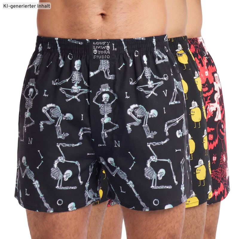 LousyLivin_3-erSet_Boxershorts_Schwarz_mitMotiv