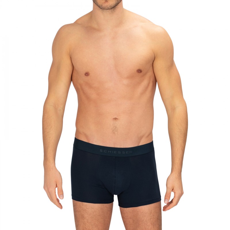 Schiesser_3-erSet_Trunks_Dunkelblau&Blau_gemustert