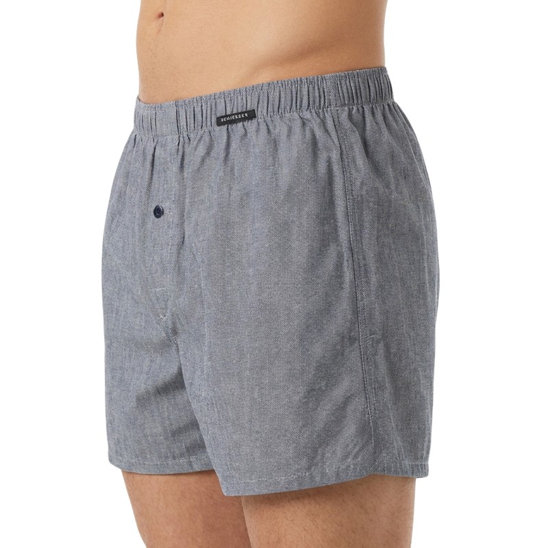 Schiesser_Boxershorts_Blau_kariert_Hellgrau