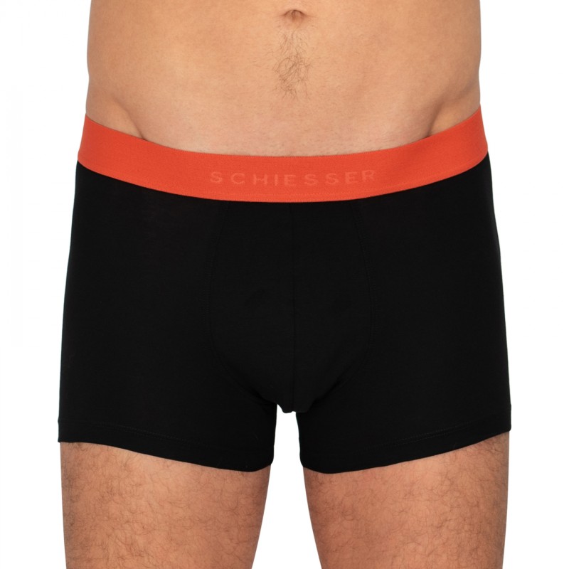 Schiesser_3-erSet_Trunks_Schwarz_mitverschiedenfarbigemWebbund