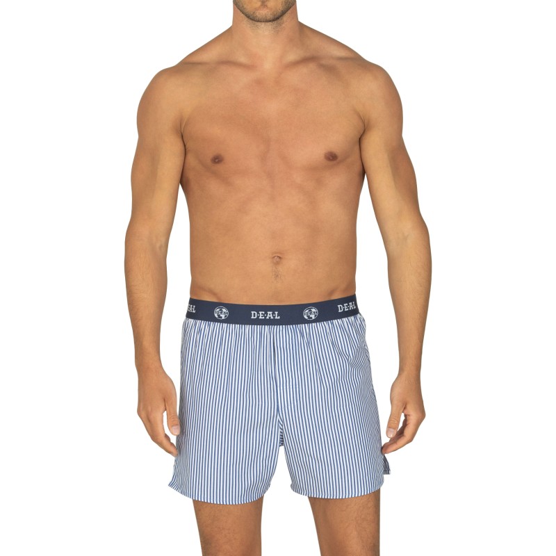 D.E.A.L International Boxershorts Blau & Weiß Gestreift mit Logo Bund