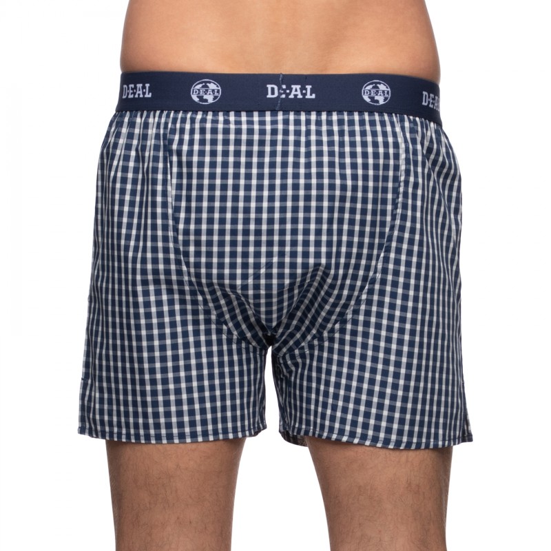 Boxerman_Herrenunterwäsche_D.E.A.LInternational_Boxershorts_Blau_kariert_mit Logobund