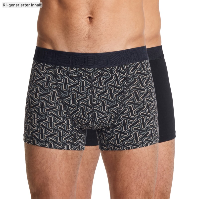 HOM_2-erSet_BoxerBriefs_Schwarz_mitMuster