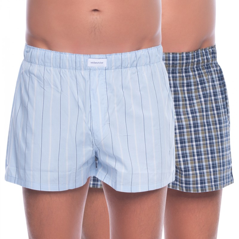 Seidensticker_2-erSet_Boxershorts_Blau_kariert