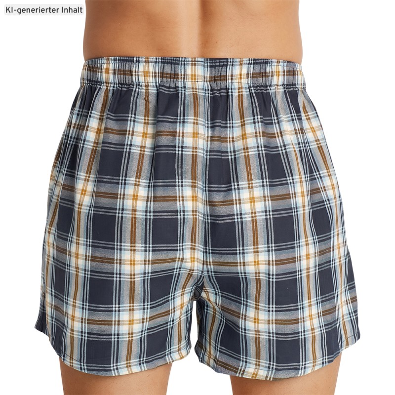 Schiesser_Boxershorts_Blau_kariert_Blaugrau
