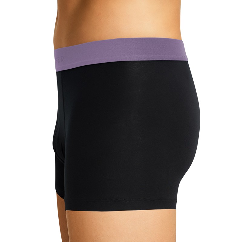 Schiesser_3-erSet_Trunks_Schwarz_mit_verschiedenfarbigem_Webbund